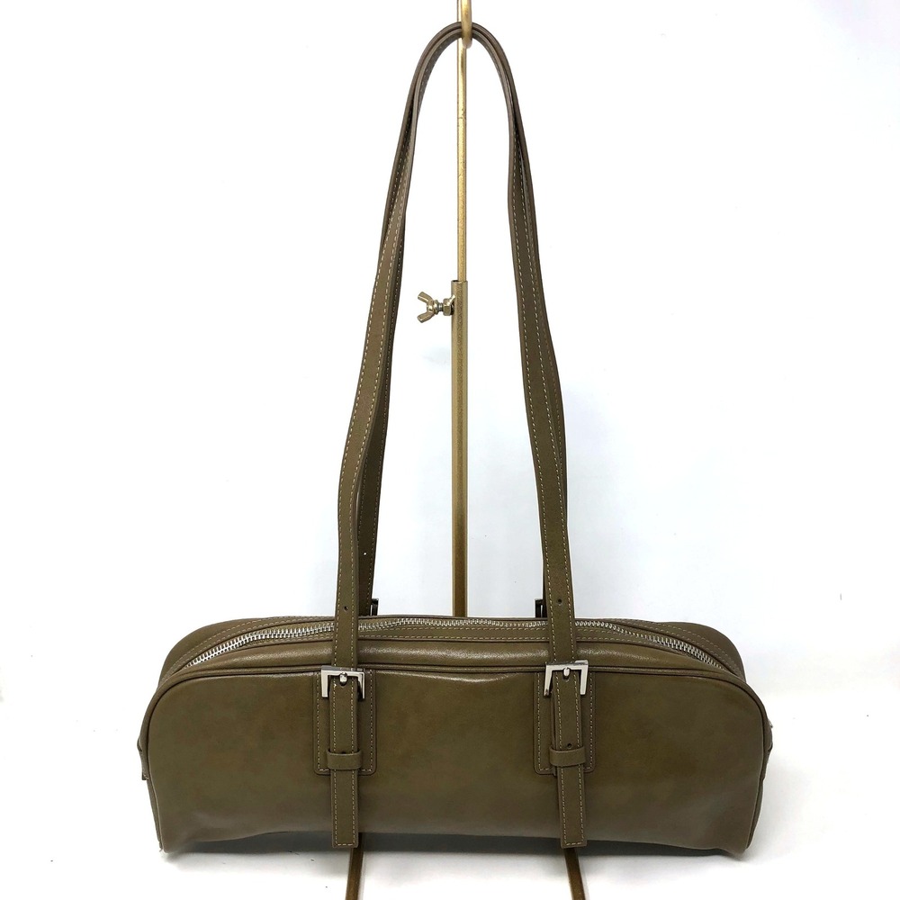 Bob Oré Shoulder Bag Medium Olive Green Leather Barrel Buckle Made Italy